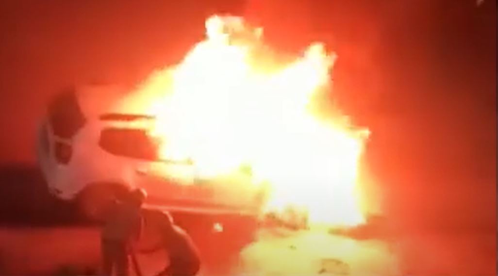 car on fire